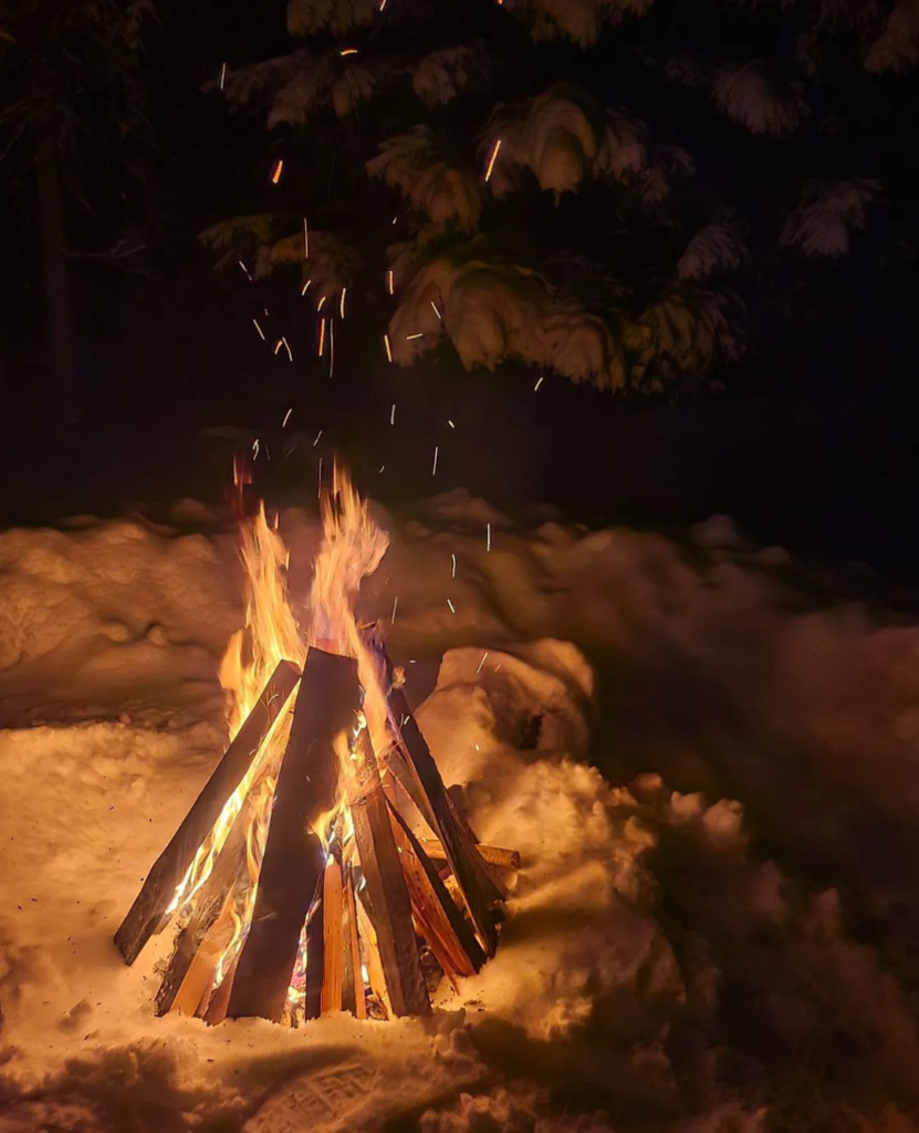 Campfire in the snow