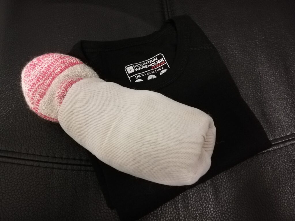 Merino wool socks and thermal long sleeve top