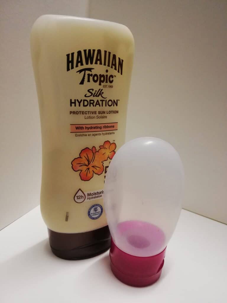 Suncream and travel bottle