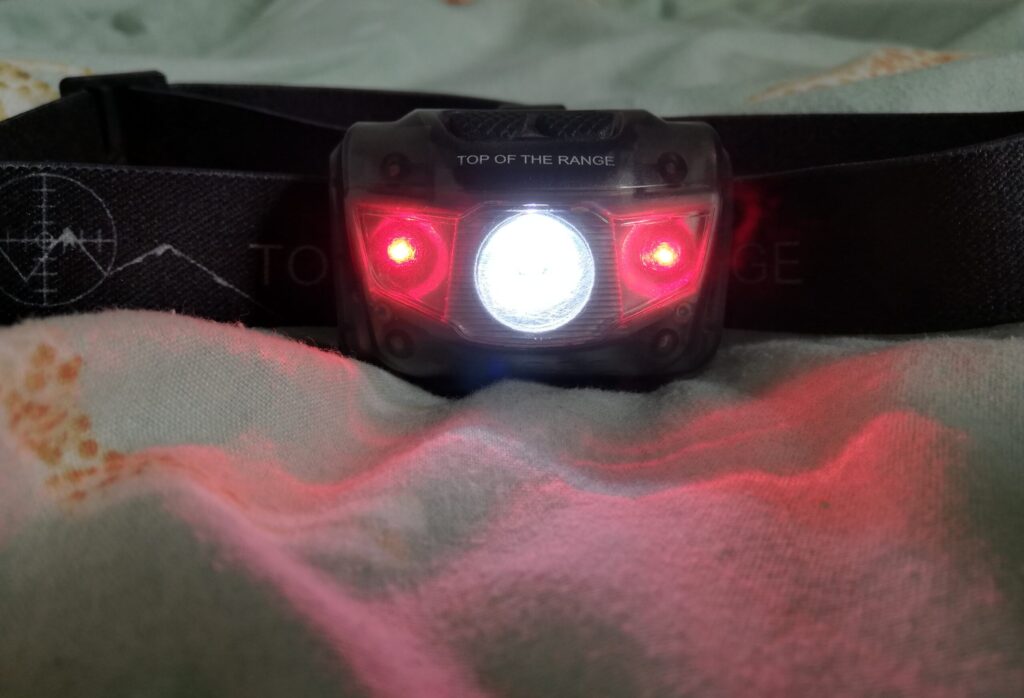 Red and White Light Head Torch