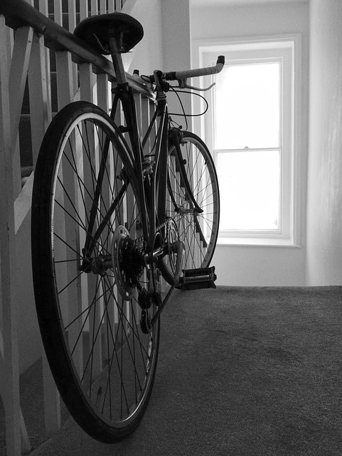 Bike resting on the banister