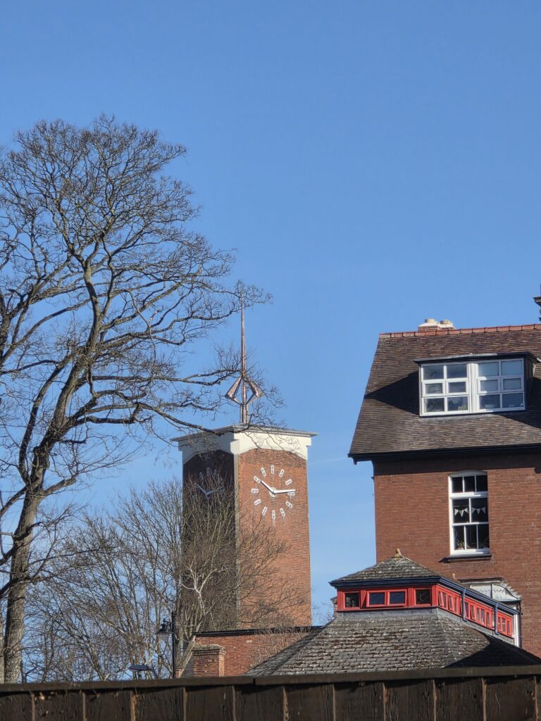 Clock tower which has Shrewsbury market underneath.